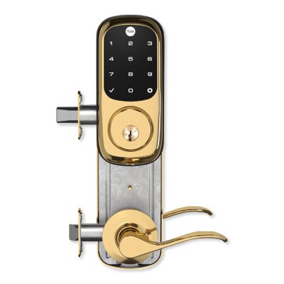 Yale Z-Wave Plus Assure Interconnected Lockset with Touchscreen Deadbolt, Norwood Lever, 4", Left-Handed, Polished Brass